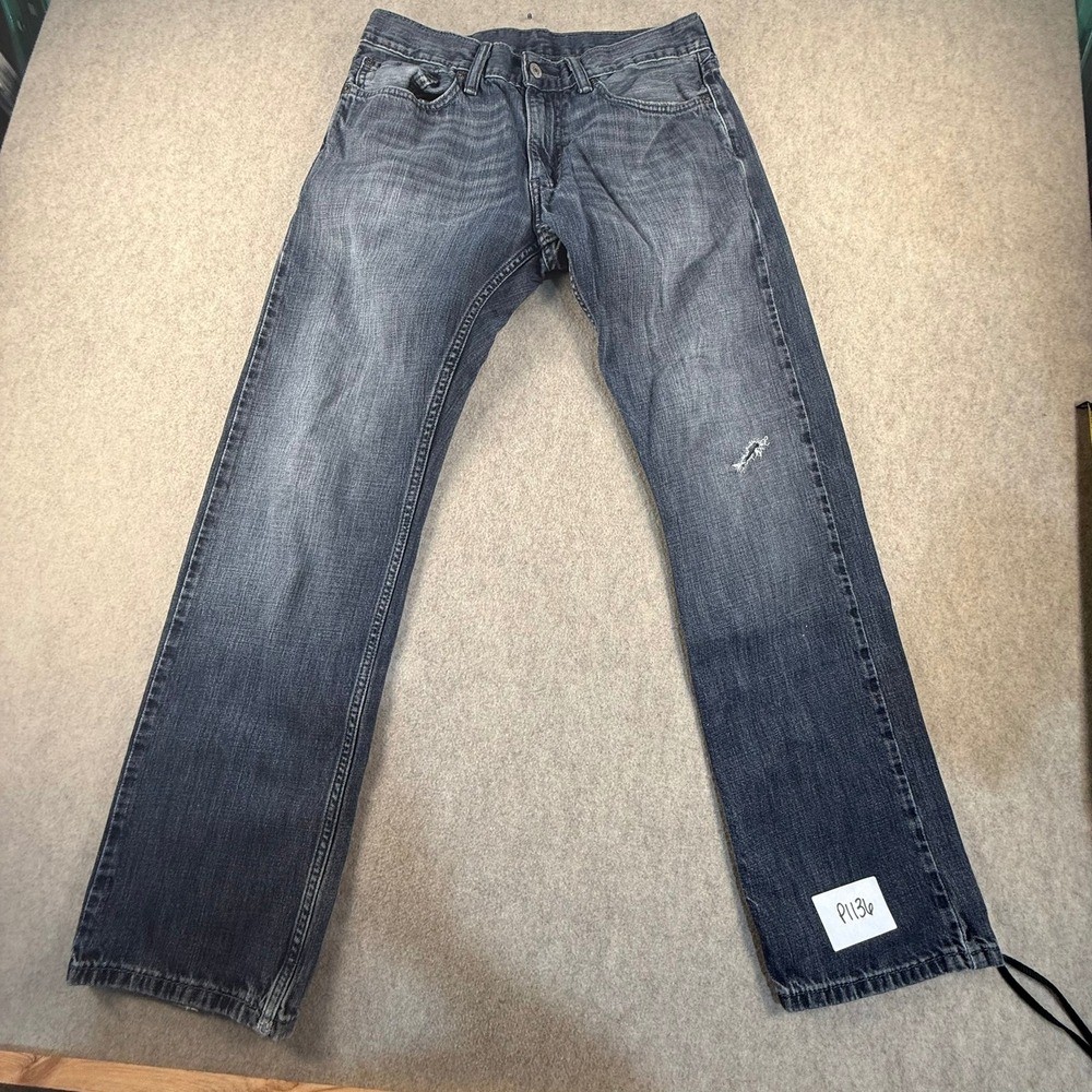 Levis 514 Straight Fit Jeans Mens 32x32 Blue Faded Distressed Denim 00514-0442